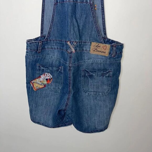 Joe Browns Womens Applique Jean Short Overalls Size 10 Blue Denim Patchwork - Picture 9 of 13